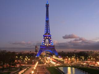 обои Вечерний Париж, фонари фото