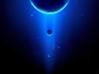 обои Планеты в синем свете фото