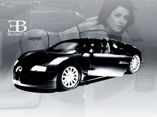 обои Bugatti и проекция девушки фото
