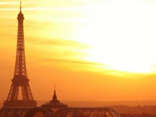 обои Золотой закат в Париже фото