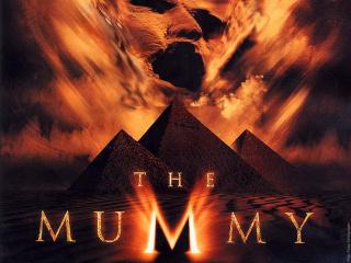 обои Призрак Мумии на фоне трех пирамид фото
