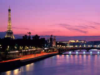 обои Вид на ночной город и Эйфелеву башню. Париж. Франция фото