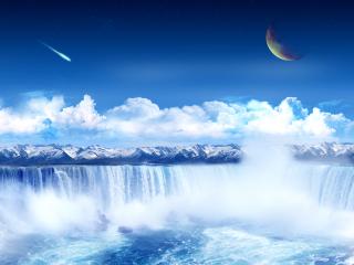 обои Огромный синий водопад фото