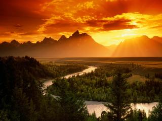 обои Красивейший закат в долине фото