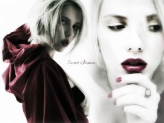 обои Scarlett Johansson - бардовый цвет страсти фото