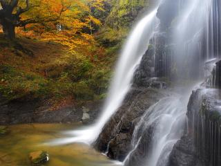 обои Водопад в лесу осенью фото