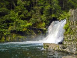 обои Чистый пенистый водопад на реке фото