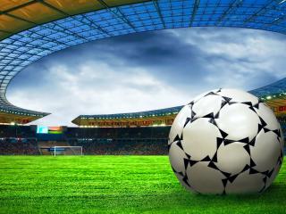 обои Euro sport,   мяч на фоне футбольного поля,   профессиональной арены фото