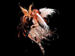 обои Рыженькая девушка с крыльями фото
