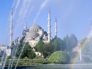 обои Архитектурные сооружения через фонтан в Стамбул фото