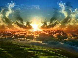 обои Земля,   облака,   Солнце фото