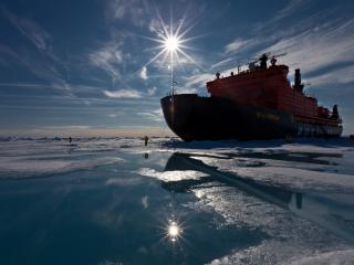 обои Большой ледокол во льдах фото
