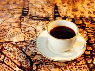 обои Крепкий кофе на карте фото
