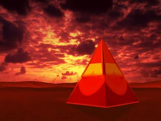 обои Красная металлическая пирамида фото
