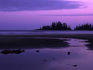обои Фиолетовый пейзаж на тихом озере фото