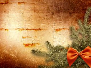 обои New Year,   ветвь ели украшенная бантиком,   стена фото