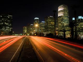 обои Вид ночного города,   трасса фото