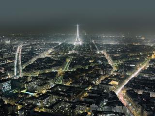 обои Ночной Париж, вид сверху фото