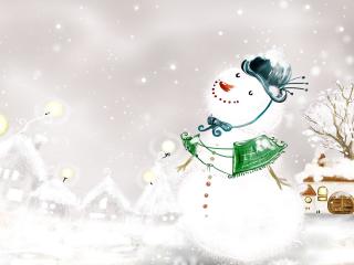 обои Романтичный снеговик фото