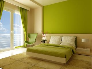 обои Спальня в зеленом стиле фото