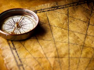 обои для рабочего стола: Старинные компас и карта