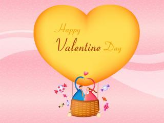 обои День Св. Валентина - Влюбленные на воздушном шаре фото