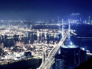 обои Вечерние огни Гонконга фото