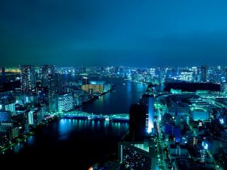 обои Панорама ночного города Токио фото