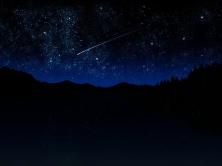 обои В звездном небе падает комета фото