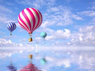 обои Воздушные шары в небе над водой фото