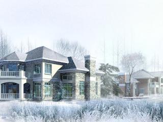 обои Зимний вид поселка с домами фото