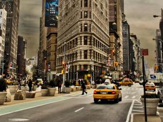 обои Нью-йоркское такси на улицах города фото