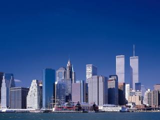 обои Нью-йоркские башни близнецы и высотные строения фото