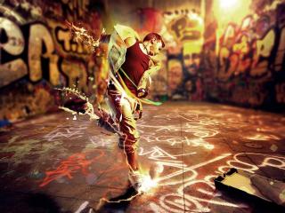 обои Танец парня на фоне граффити фото