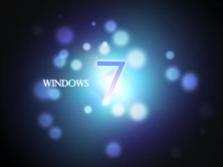 обои Логотип Windows7 в голубых бликах фото
