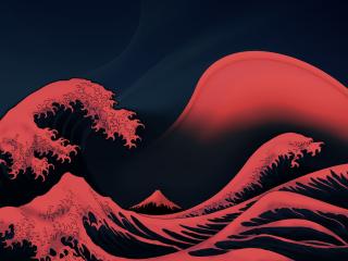 обои Океан и красные волны фото
