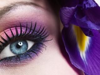 обои Макияж глаза - Розовые и фиолетовые тени в сочетании, с черной подводкой фото