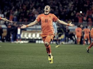 обои Голландские футболисты в эмоциях победы фото