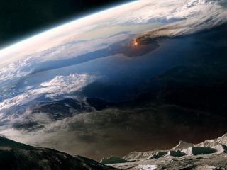 обои Фото извержения вулкана на земле сделанное с луны фото