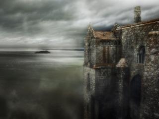 обои Серый замок у моря фото