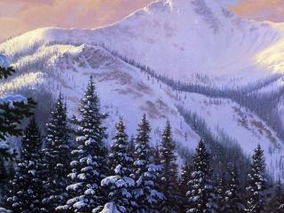 обои Зимние заснеженные горы фото