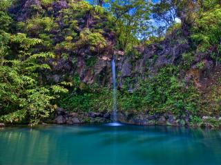 обои Райская лагуна и струйный водопад фото