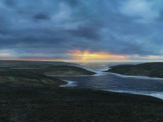 обои Вид северных морей на закате фото
