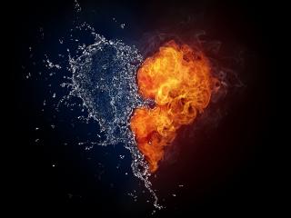 обои Сердце - пламя и вода фото