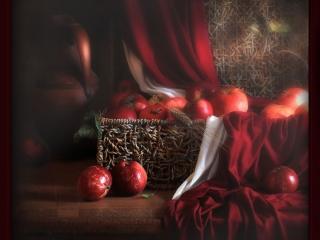 обои Яблоки в корзине - Натюрморт фото