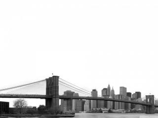 обои для рабочего стола: Процветающий город,   мост,   черно-белое фото