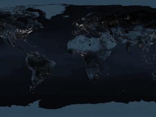 обои Темная карта со свечением ночных городов фото