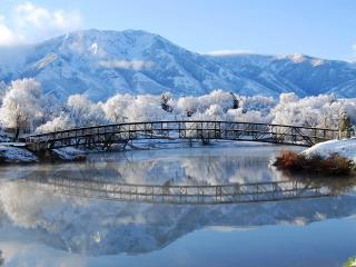 обои Зимняя сказка у моста фото