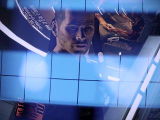 обои Mass Effect 2 лицо сквозь стекло фото