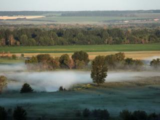 обои Летнее утро - туман над рекой фото